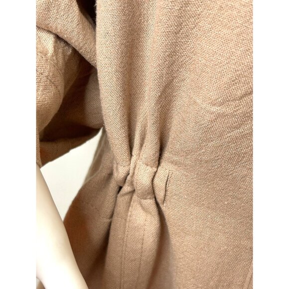 Susan Graver Jacket Top Taupe 1X Long Sleeve Mandarin Collar Buttons Linen Blend - Picture 10 of 16
